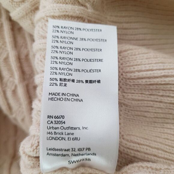 Flat White Urban Outfitters Sweater Dress L Cream Cable Knit Ruffle Pullover - Picture 8 of 8